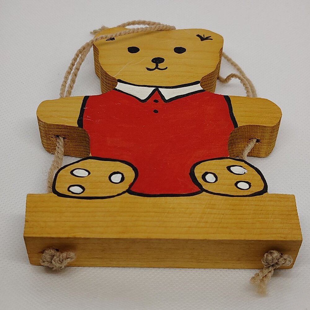 Gift Ornaments Christmas Wooden Bear Painted